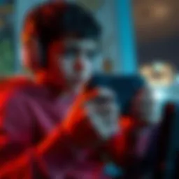 A 14-year-old gamer holding a video game controller, looking concerned while playing a violent video game.