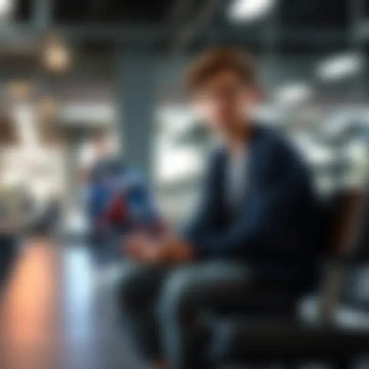 An 18-year-old person sitting on a gym bench, looking disappointed after being turned down while asking someone out, holding a new PS5 game in their hand, with a friend giving supportive thumbs up in the background.