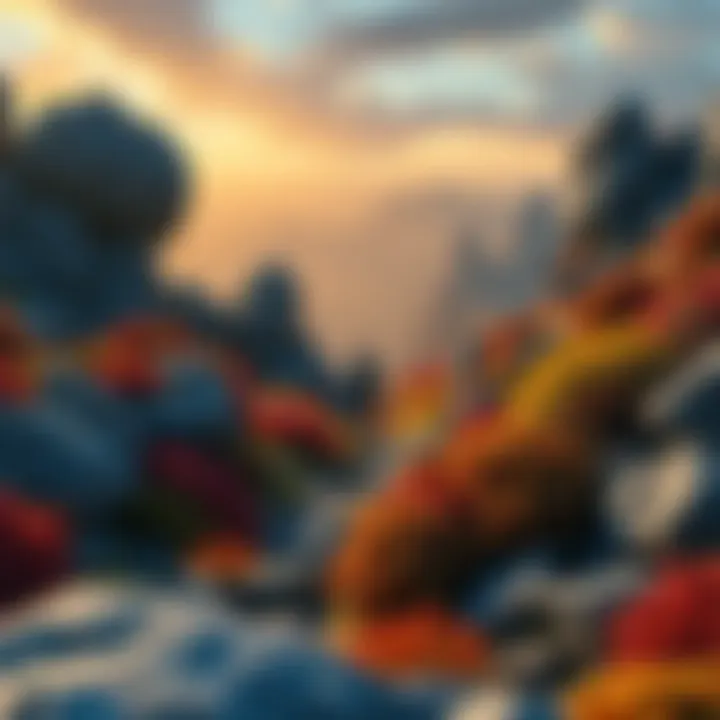 A person suddenly appears in the vibrant, rocky terrain of Caelid with colorful plants and distant mountains.