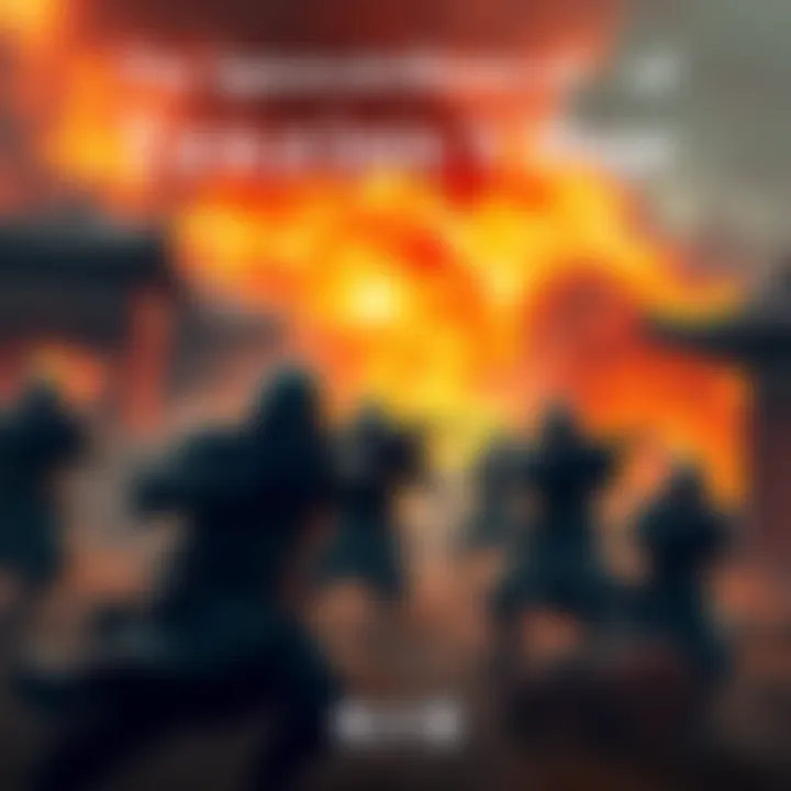 Action scene from Tenzin Village siege A thrilling action moment during the Siege at Tenzin Village, showcasing intense battle dynamics