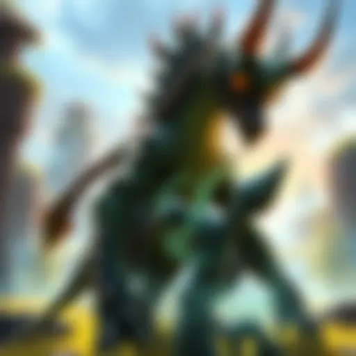 Terra Shogun, a lesser-known monster, stands in a vibrant fantasy landscape, with fans discussing its potential inclusion in Stories 3.