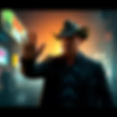 Tex saying goodbye in BGC Tex stands with a solemn expression, waving goodbye as the BGC scene fades, capturing the emotional moment of farewell.