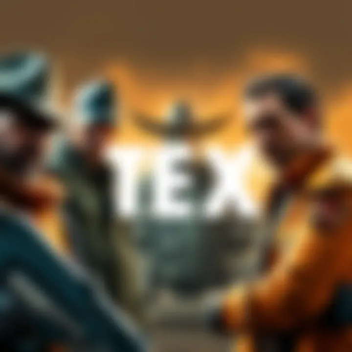 Various versions of Tex interacting in a sci-fi setting, highlighting their distinct features and roles