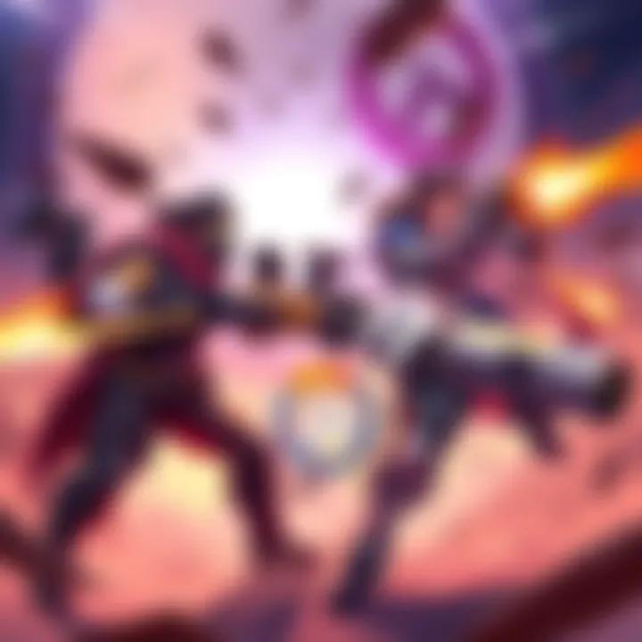 Illustration of characters from Team Fortress 2 and Overwatch interacting in a dynamic scene