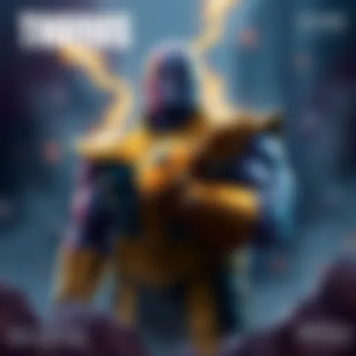 Thanos standing strong with his Infinity Gauntlet, representing his impact in comics and movies.