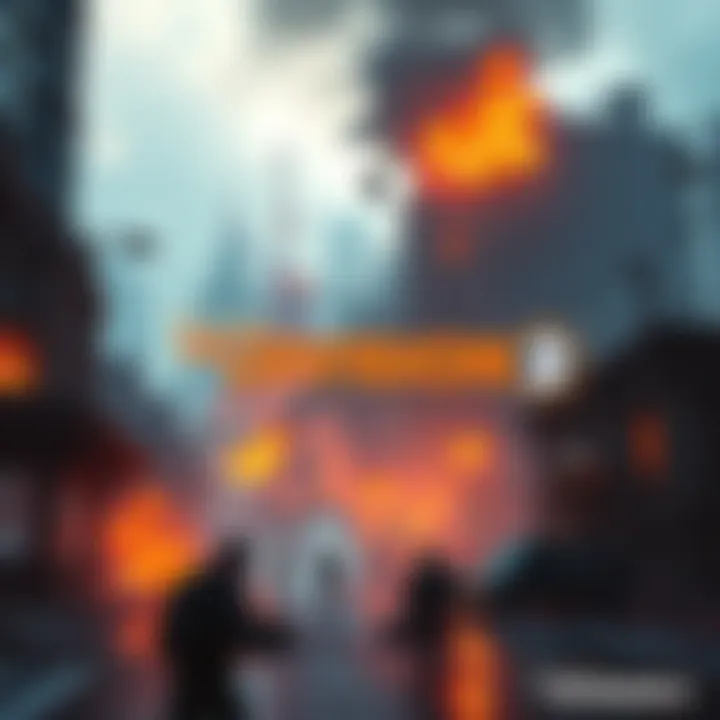 A screenshot from The Division 2 showing a post-apocalyptic city with players exploring and facing challenges in a detailed environment.