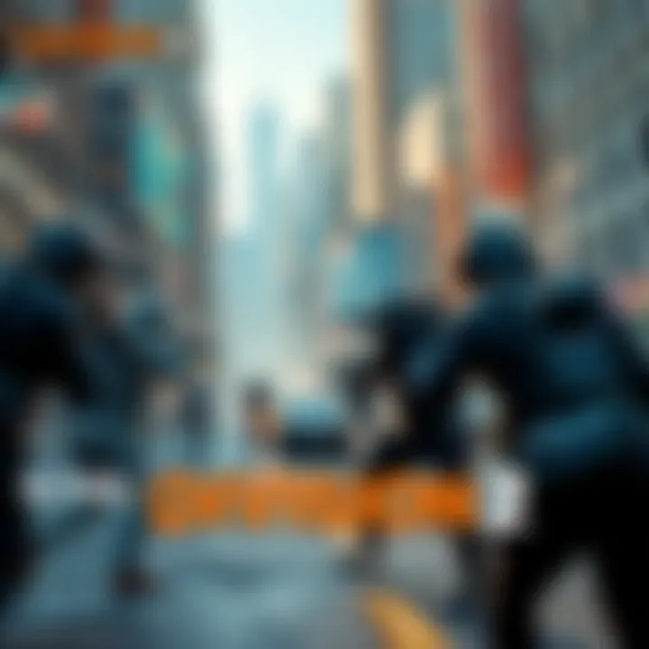 A group of players in tactical gear engaged in combat in an urban setting from The Division 2