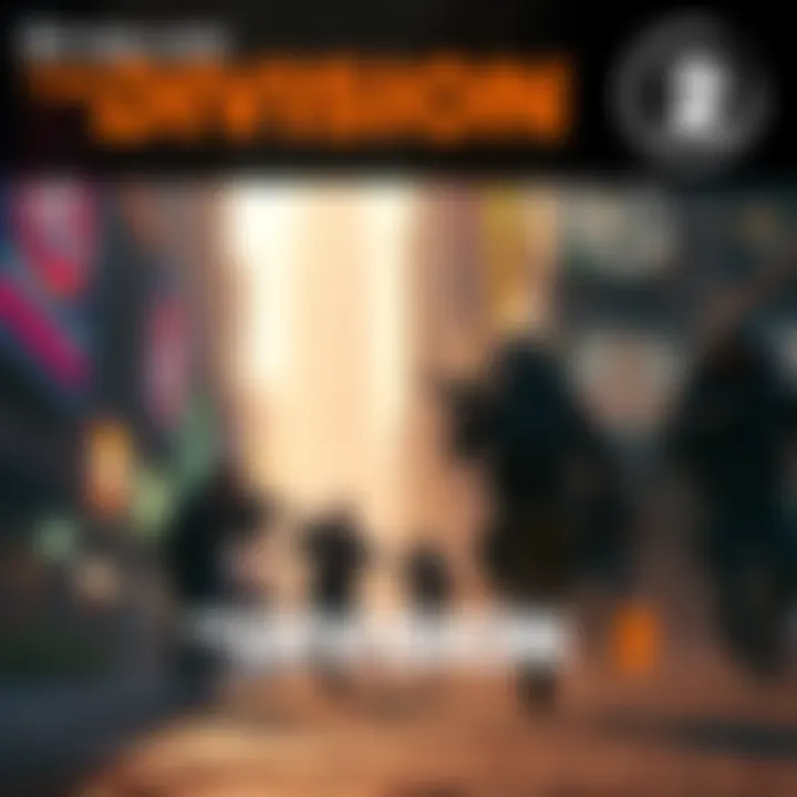 A group of players in The Division 2 engaged in a mission, showcasing teamwork and strategy in a vibrant urban environment.