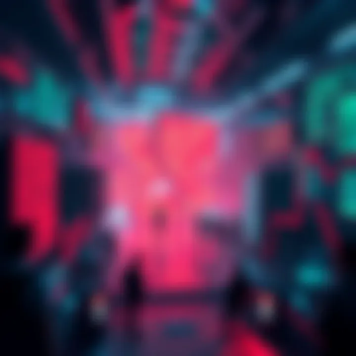 The Finals Simulation Concept A visual representation of a digital world with elements resembling a game setting, showing hints of hacking and a futuristic environment.