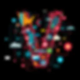 The Letter V in Different Contexts Various interpretations of the letter V displayed in a colorful infographic style