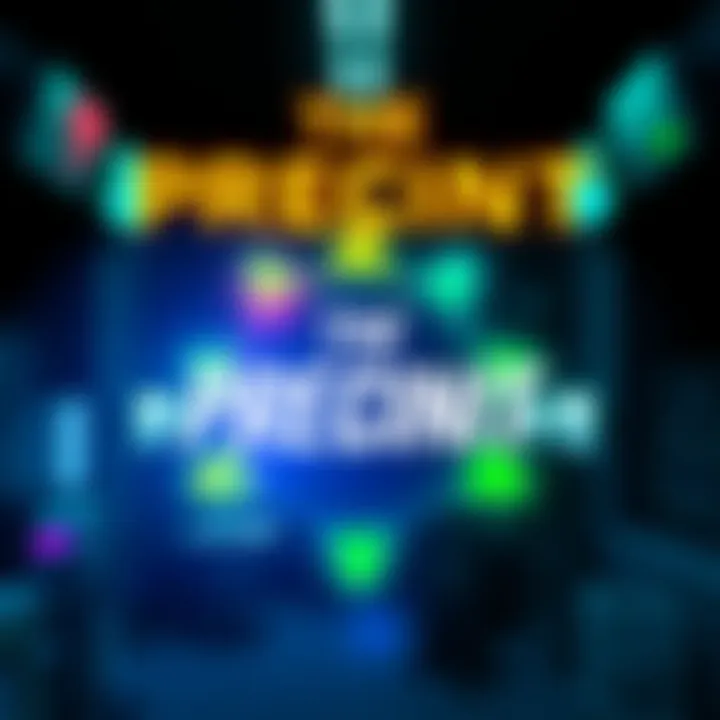 Logo of The Precinct with vibrant colors, showcasing its title with a gaming theme background.