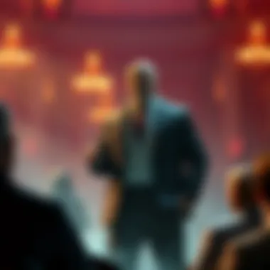 The Boss stands confidently in front of a group, delivering an impactful speech that echoes Julius's words from the past game.