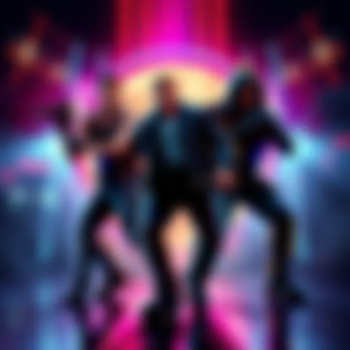 A digital artwork showing the main characters of The Bouncer in action, set against a vibrant background reflecting the game's unique style and energy.