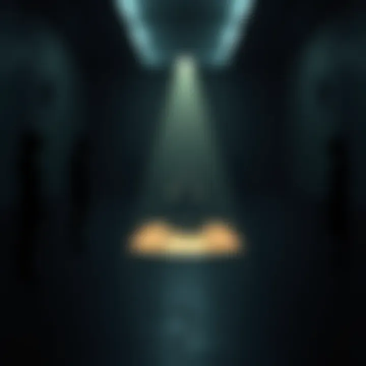 A darkened room with shadows representing Tyraxe, Noxious, and Bravo in a tense atmosphere reflecting the impact of The Compiler's death.