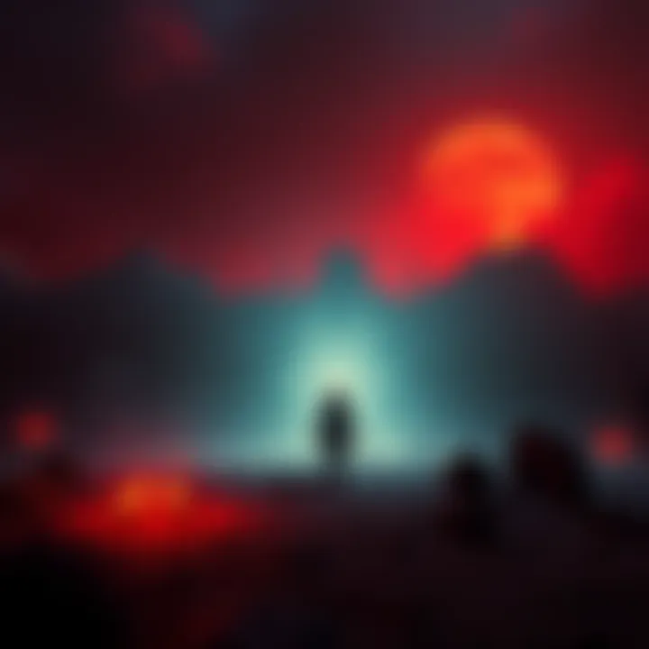 A scene from The Dark West showing a cowboy character in a dark, mystical setting with eerie symbols and a desert background.