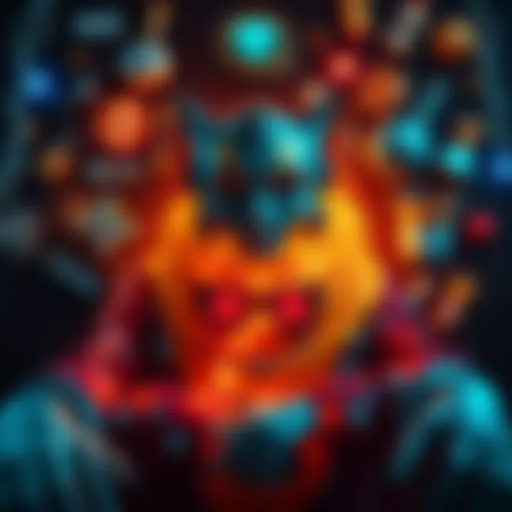 A visual representation of The Entity surrounded by its favorite items and symbols, showing its preferences and interests.