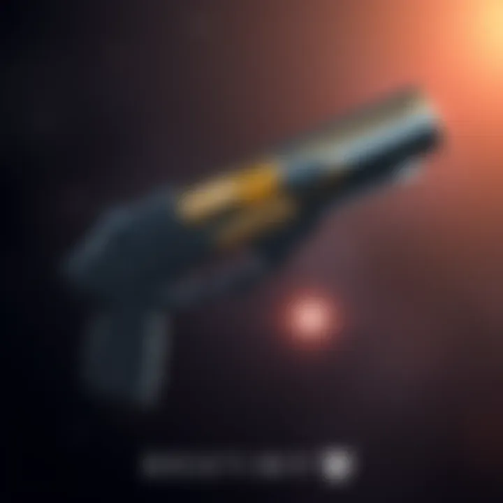 A detailed view of The First Curse hand cannon from Destiny 2, showcasing its sleek design and unique features.