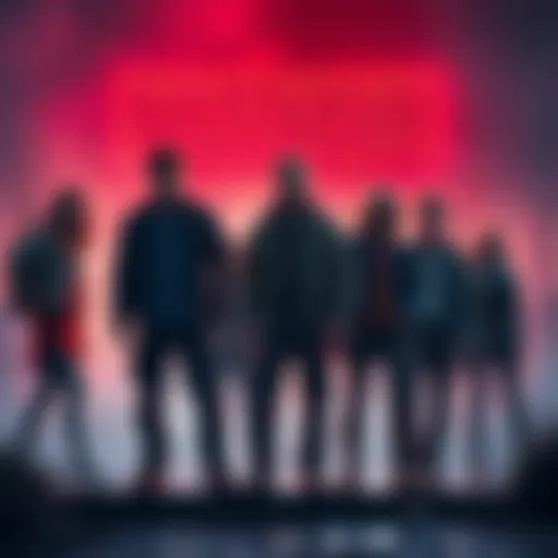 The Gang stands together with the survivors from Stranger Things 2 in a tense moment, facing an unseen threat.