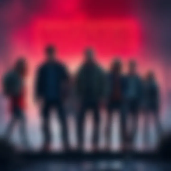 The Gang stands together with the survivors from Stranger Things 2 in a tense moment, facing an unseen threat.