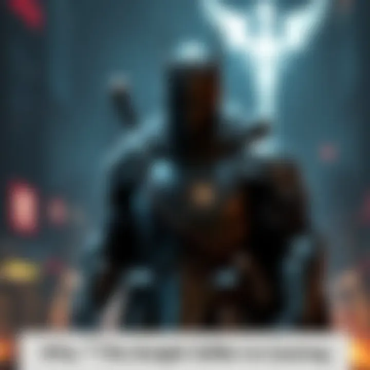 A fierce character known as The Knight, equipped with armor and a sword, stands ready in a dark gaming environment, showcasing his intimidating presence.