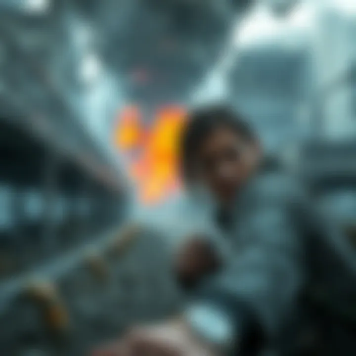 The Last of Us 2 gameplay scene A character from The Last of Us 2 navigating a post-apocalyptic environment, showcasing intense gameplay and emotional expressions.