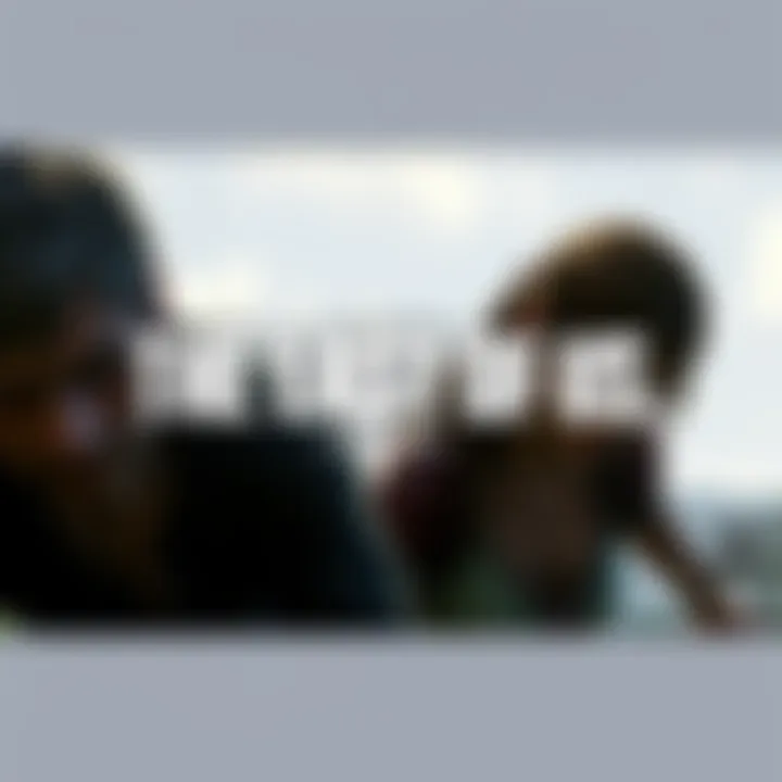 Artwork showcasing characters from The Last of Us, featuring Joel and Ellie in a dramatic scene, hinting at the game's emotional depth.