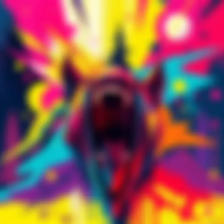 A vibrant artwork showcasing the theme of The Line Beartooth, with bold colors and abstract shapes reflecting emotional depth in contemporary art.