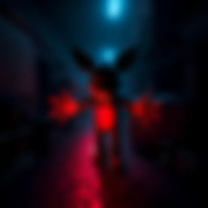 The Mimic character showcasing its unique abilities in a dark, eerie game environment with map elements like corridors and hiding spots.