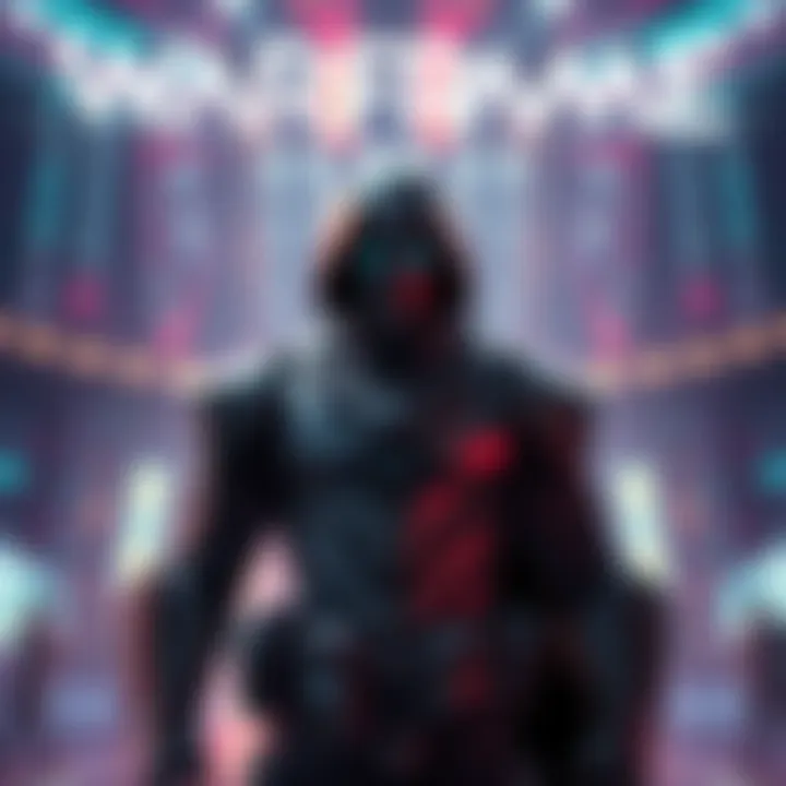 The Sergeant stands in a futuristic arena, ready for battle with a determined look.