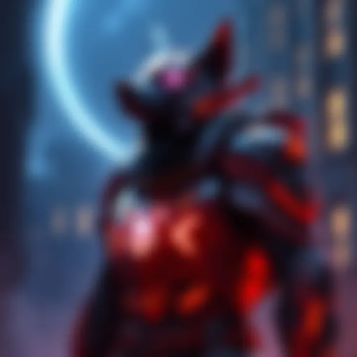 The Wolf of Saturn Six standing in a dark, futuristic setting, displaying his armor and glowing features, symbolizing his role in the game.