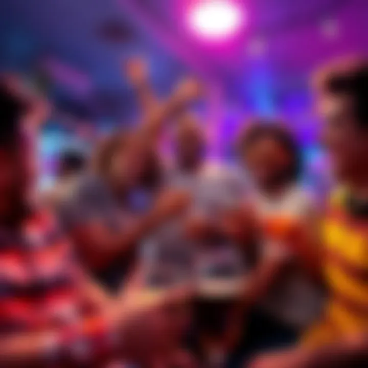 A group of friends, known as the bois, joyfully gathering with drinks and laughter in a vibrant social setting.