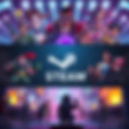 A vibrant banner showcasing various game themes and characters for the upcoming Steam festivals in 2026.