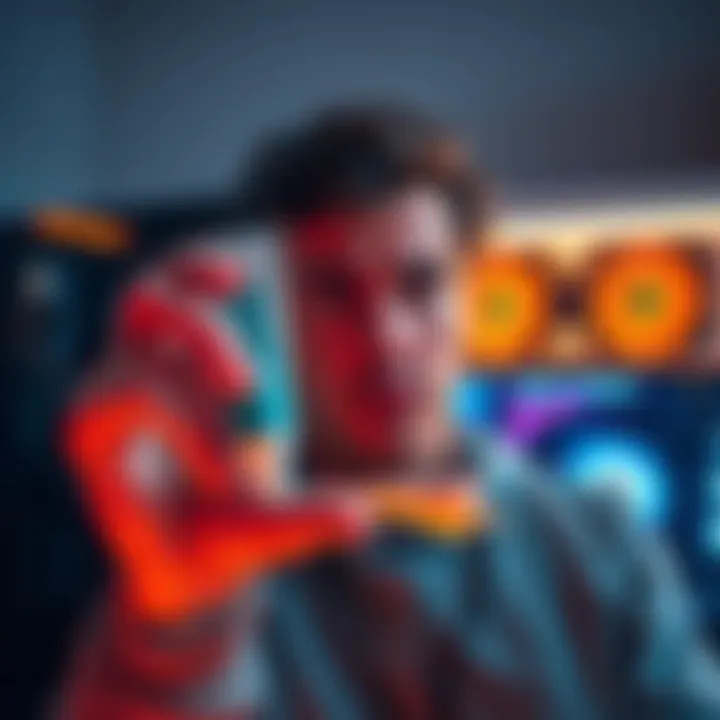 A person looks frustrated while holding a tube of thermal paste, with a computer setup in the background