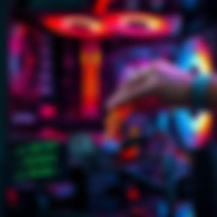 A person applying thermal paste on a CPU in a gaming PC setup.