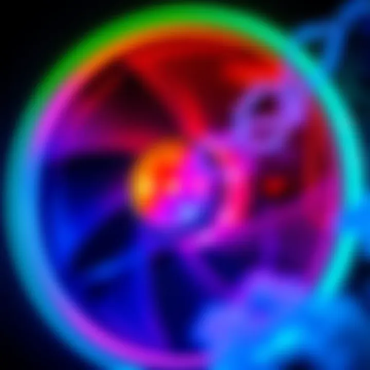Thermalright RGB fan in action A close-up of a Thermalright RGB fan showing its bright lights and cooling elements, with a faint smell effect illustrated.