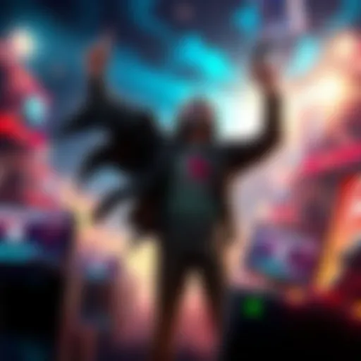 TheSnazzyRock Celebrates Victory TheSnazzyRock stands triumphantly after defeating Koregos in an intense gaming session, showcasing a display of skill and determination.