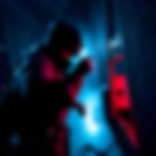 Thief VR Gameplay Scene A character in Thief VR attempting to pick a lock while being watched by a non-responsive enemy.