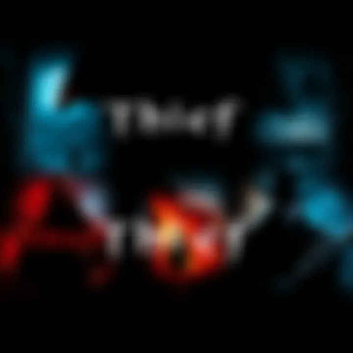 A collection of Thief game covers showcasing stealth gameplay and dark atmospheres.