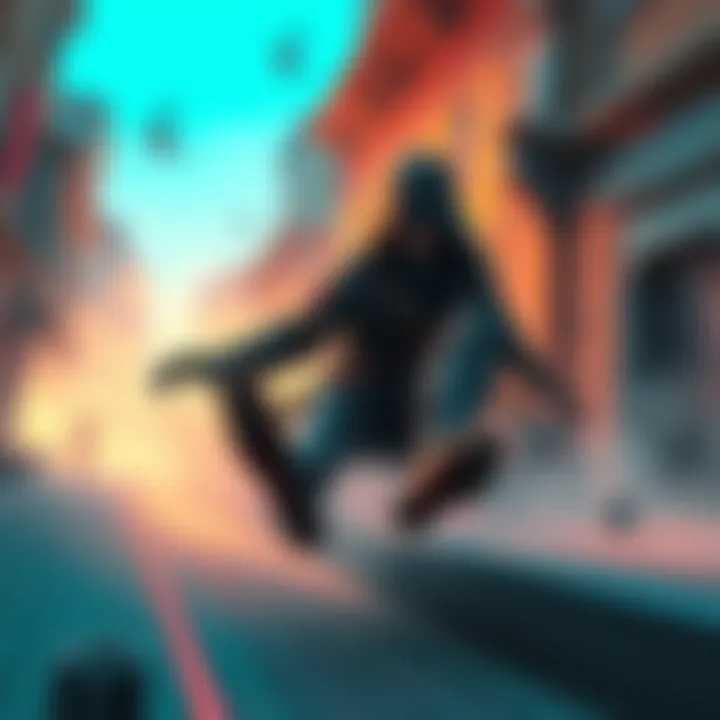 A thief character performing the slide move in a game environment, showcasing motion and agility