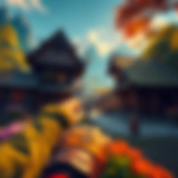 A player character in third-person view exploring a village setting in a game with vibrant graphics and engaging environment