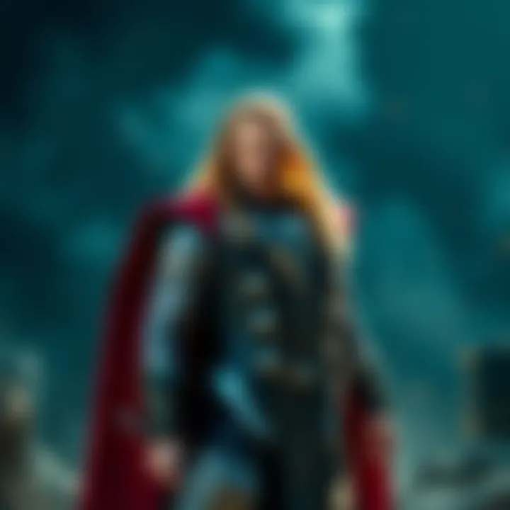 Thor in his traditional armor with long hair and a hammer, standing confidently