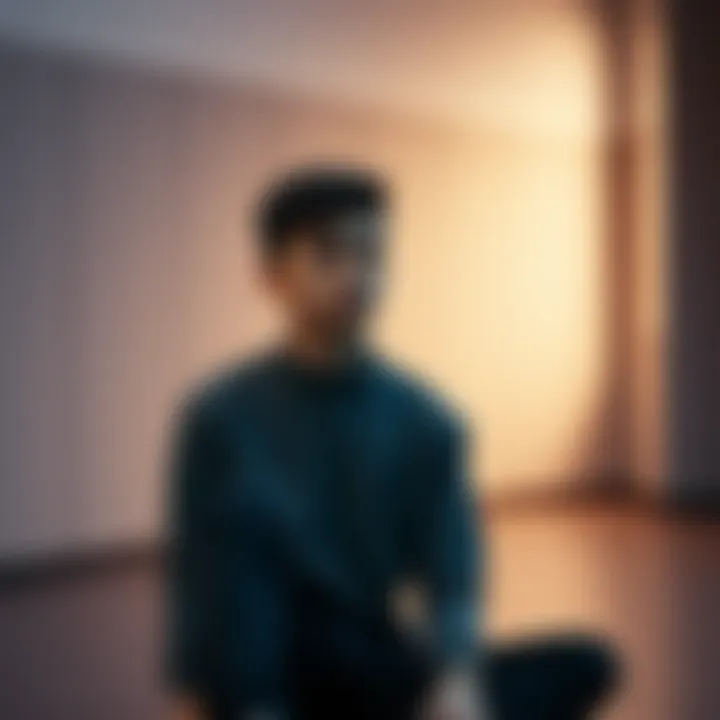 A young person pondering the concept of virginity, seated alone in a peaceful setting with a contemplative expression.