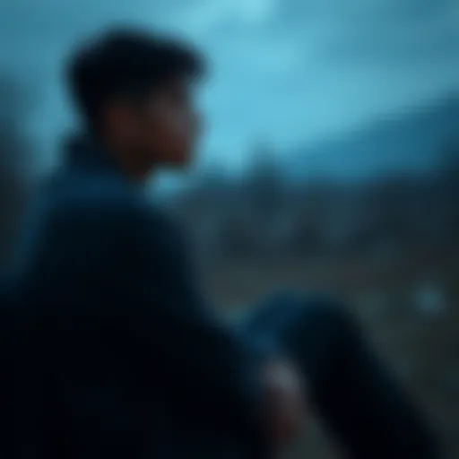 A person sitting alone with a pensive expression, reflecting on sadness and loss.