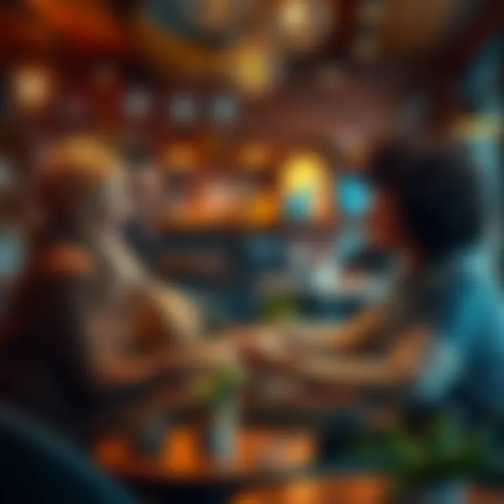 A scene showing three diverse individuals laughing and chatting in a cozy coffee shop, showcasing their unique friendship