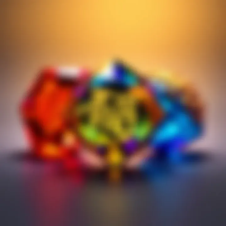 Three bright gems carved with intricate designs, symbolizing luck and fortune for the upcoming year