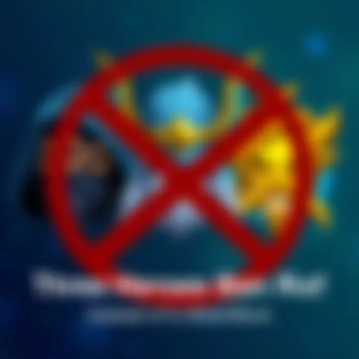 Three hero icons with a ban symbol Illustration of three hero icons depicted with a red ban symbol over them, representing the news about bans in a popular game.
