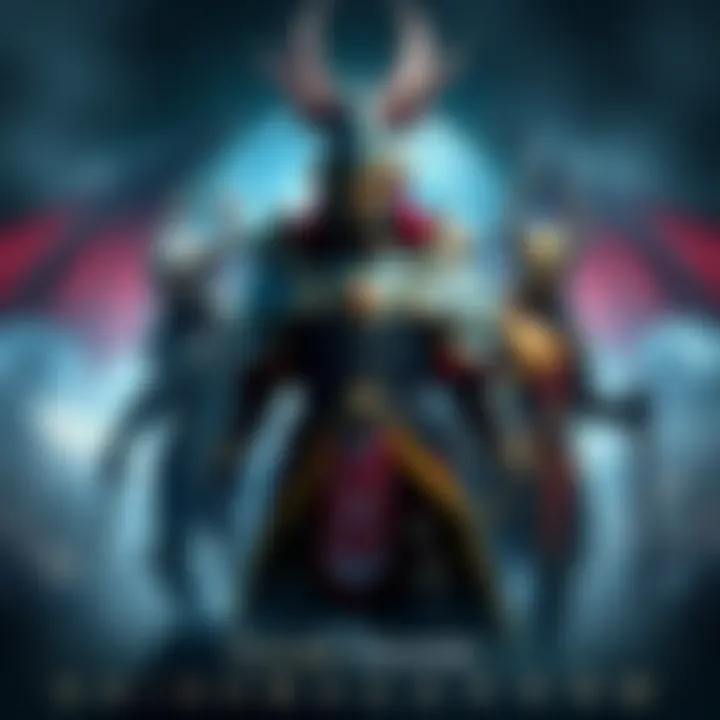 Artwork showcasing the Three Lords armor sets alongside Gaismagorm, highlighting detailed designs and styles