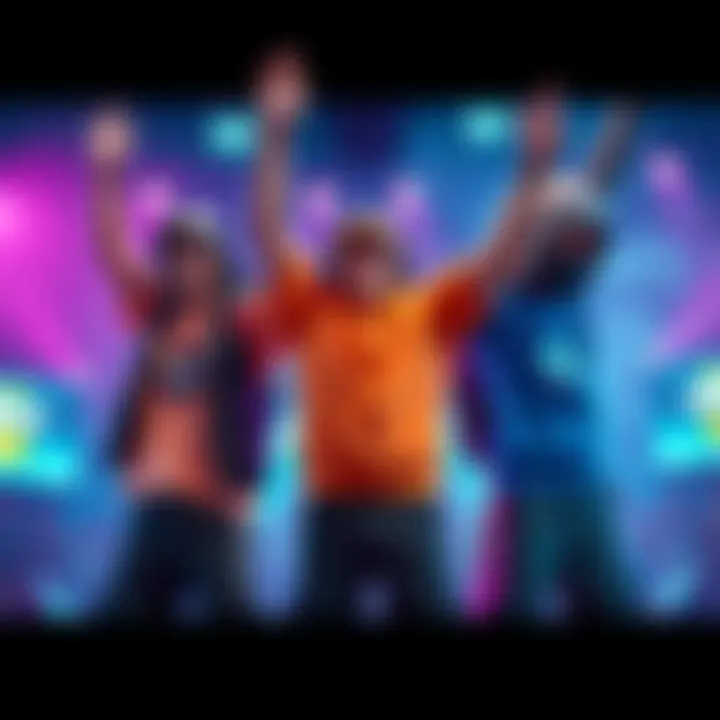 Three players celebrating their achievement after gaining 400 million likes from completing a mission in a game.