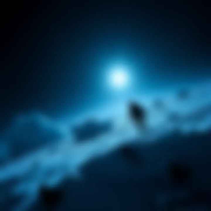 A suspenseful moment featuring a dark, icy landscape with a mysterious figure lurking in the shadows, hinting at a possible sequel to The Thing.