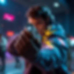 A character in a video game throws a magazine at an enemy, causing damage during gameplay.